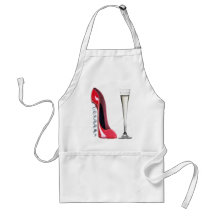 Corkscrew Stiletto Shoe and Champagne Flute Glass Apron