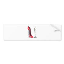 Corkscrew Stiletto Shoe and Champagne Flute Glass Bumper Stickers