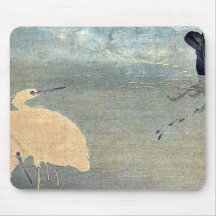 Cormorant and white heron by Kitagawa, Utamaro Mouse Pads