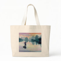 "Cormorant Fisherman" China Watercolor Canvas Bags
