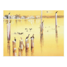 "Cormorants" Watercolor Beach Birds Postcards