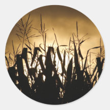 Corn field Silhouettes Round Stickers
