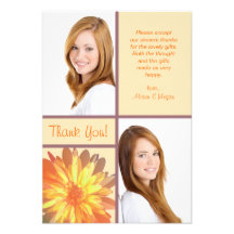 Corner Chrysanthemum Photo Thank You Notes Invitations