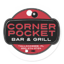 Corner Pocket Bar and Grille - RED Round Stickers
