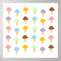 Cornets de crème glacée colorés posters