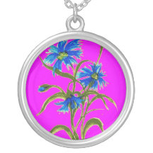 Cornflowers Silver Pendant Necklace