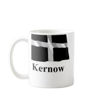 Cornwall Waving Flag with Name in Cornish Coffee Mugs