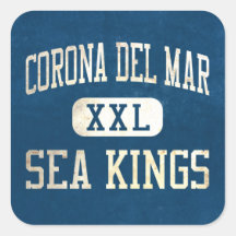 Corona del Mar Sea Kings Athletics Square Stickers