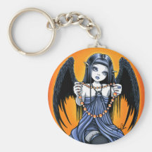 "Corona" Gothic Raven Winged Angel Art Keychain