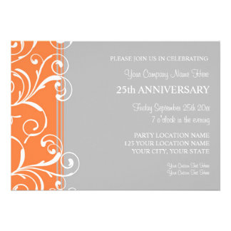 anniversary corporate invitations orange employee invites zazzle
