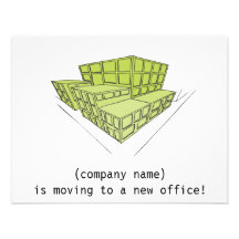 Corporate moving card - green buildings custom announcements