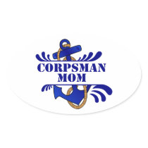 Corpsman Mom, Anchors Away! Oval Sticker