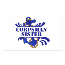 Corpsman Sister, Anchors Away! Rectangle Stickers