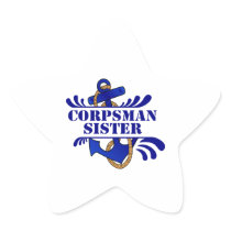 Corpsman Sister, Anchors Away! Star Sticker