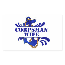Corpsman Wife, Anchors Away! Rectangular Stickers