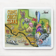 Corpus Christi Tx Cartoon Map Mousepads
