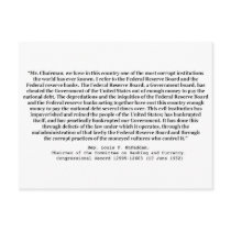 Corrupt Federal Reserve Quote by Louis T McFadden Postcard