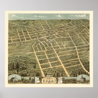 Corry, PA Panoramic Map - 1870 Posters by lc_maps