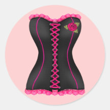 Corset Black Pink rose Club Sticker