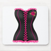 Corset Black Pink rose Mousepads