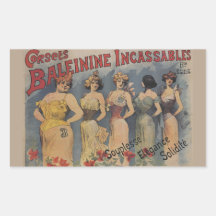 Corsets Baleinine Incassables French VIntage Rectangular Stickers