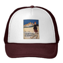 Cortina d'Ampezzo Vintage Travel Poster Art Trucker Hat