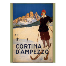 Cortina d'Ampezzo Vintage Travel Poster Art Post Cards