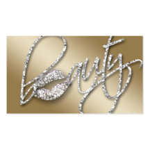 Cosmetologist Business Card Beauty Text Gold Ice