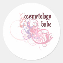 Cosmetology Babe Round Sticker