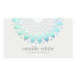Cosmetology Elegant Circle Light Blue Off-White Business Card