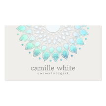 Cosmetology Elegant Circle Light Blue Off-White Business Card