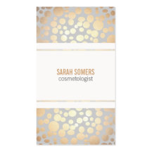 Cosmetology Faux Gold Leaf Light Gray Business Card Template