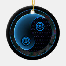 Cosmic Blue in Balance Yin Yang Christmas Tree Ornaments