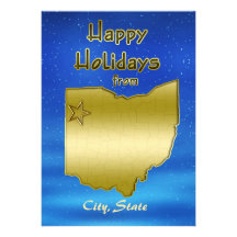Cosmic Blue Sky Ohio Map Custom Invitation