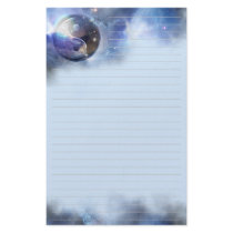 Cosmic Blue Yin Yang Lined Stationery
