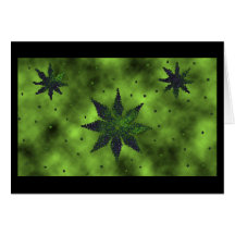 Cosmic Snowflakes on Misty Green Card
