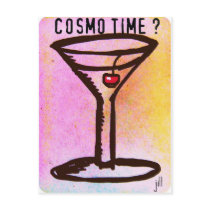 COSMO TIME PASTEL MARTINI 60s print by jill Postcards