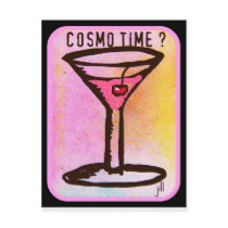 COSMO TIME PINK MARTINI PRINT POSTCARD