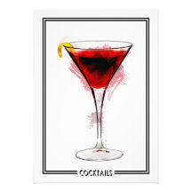Cosmopolitan Cocktail Marker Sketch Invitation