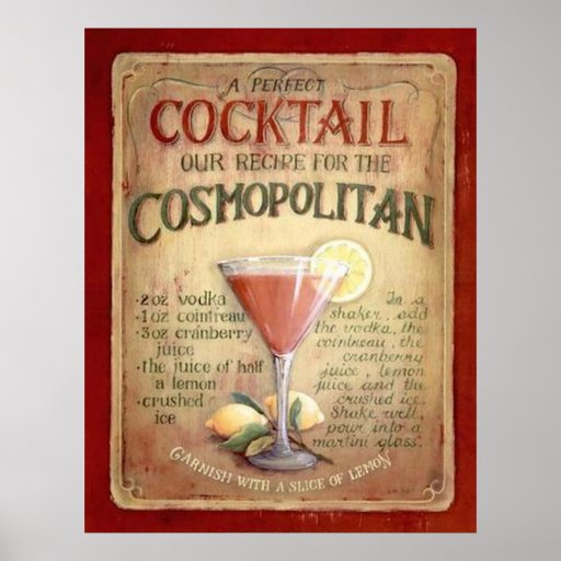 cosmopolitan cocktail recipe posters