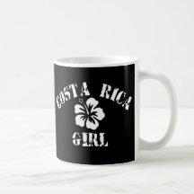 Costa Rica Pink Girl Coffee Mugs