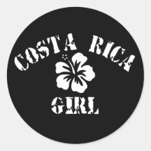 Costa Rica Pink Girl Round Sticker
