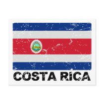 Costa Rica Vintage Flag Postcard