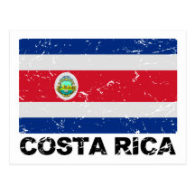 Costa Rica Vintage Flag Postcard