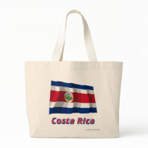 Costa Rica Waving Flag with Name Tote Bags