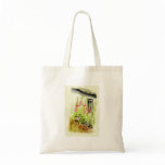 Cottage Window and Delphiniums Tote Bags