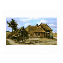 Cottage with Decrepit Barn,Woman, Vincent van Gogh Postcards