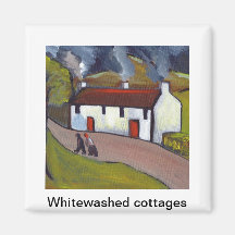 COTTAGES BLANCHIS MAGNETS POUR RÉFRIGÉRATEUR