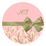 Cotton Candy Bouquet Monogram Round Stickers