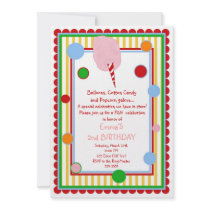 Cotton Candy Circus Carnival Birthday Invitation